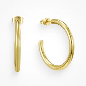 EVRY JEWELS Gold or Silver Plated Women's Hypoallergenic Miami Hoops