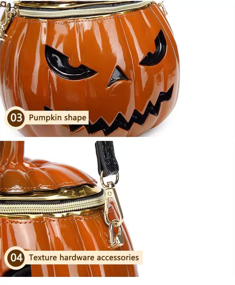 3D Pumpkin Crossbody Bag - Cute Jack-o'-lantern Halloween Purse - Unique Orange Novelty Shoulder Bag for Women & Girls