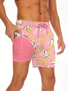 Men's Swim Trunks Quick Dry Bathing Suit Swimming Board Shorts Lining Beach Swimwear