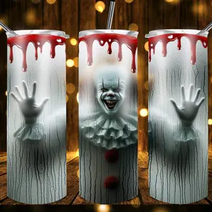 20 oz Halloween Tumblers Pennywise Jason Freddy Chucky Michael Myers Bottle Drinkware--=%2=- skinny=%2=----=%2=- tumbler=%2=-- skinny tumbler