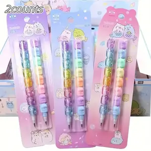 2pcs Student Building Block Pencils, Detachable Creative Design, Easy Use, Multifunctional Bullet Point Pencils No Sharpening Needed