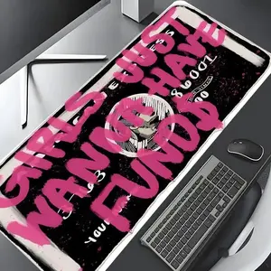 Pink "Girls Just Wanna Have Funds" Dollar Mouse Pad, Gaming Mousepad | Feminist Finance Desk Mat | Oversized Non-Slip for Gamers & Girl Boss Fans | Edgy Graffiti Aesthetic | Perfect for Gaming Setup