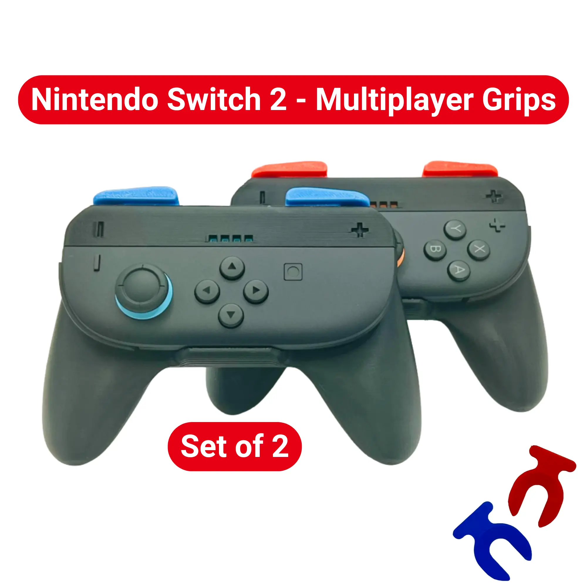 Multiplayer Controller Grips for Nintendo Switch 2 Joy-Cons – Ergonomic Controller Joy-Con Grips (2 Pack) – Soft SR/SL Buttons | Free Analog Lock Set