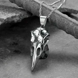 GTHIC Raven Skull Stainless Steel Viking Pendant for Men's Birthday Gift Durability