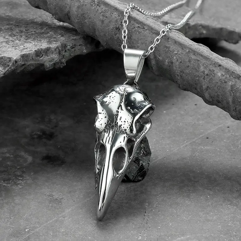 GTHIC Raven Skull Stainless Steel Viking Pendant for Men's Birthday Gift Durability