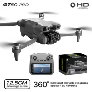 GT50 Drone with 5.64" Screen Remote, Intelligent Obstacle Avoidance, Optical Flow Hover, Brushless Motor, HD Dual Camera, 90° Adjustable Lens, Gesture Control, Trajectory Flight, 360° Roll, 20min Flight Time, Foldable for Adults Beginners
