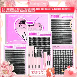 YIDUO 4 Styles Individual Lash Clusters Kit 100D/150D/Volume Lash Clusters 10-18mm Cluster Eyelash Extensions Kit D-Curl, Diy Dramatic Lashes, With Lash Bond and Seal*2, Lash Remover, Lash Tweezers, Eyelash Brush DIY at Home
