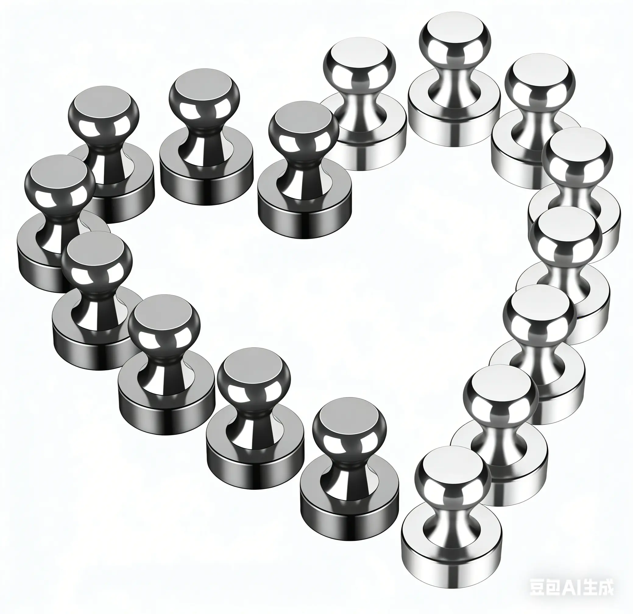 Heavy Duty Magnetic Push Pins, Black Nickel Plated Metal Thumbtacks with Protective Coating, 0.47x0.47in Comfortable Grip, Strong Pull Power for Refrigerator, Office, Classrooms, Home Improvement Kitchen Fixtures Accessories
