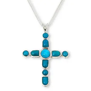 Mine Finds by Jay King Sterling Silver Kingman Turquoise Cross Pendant with Chain