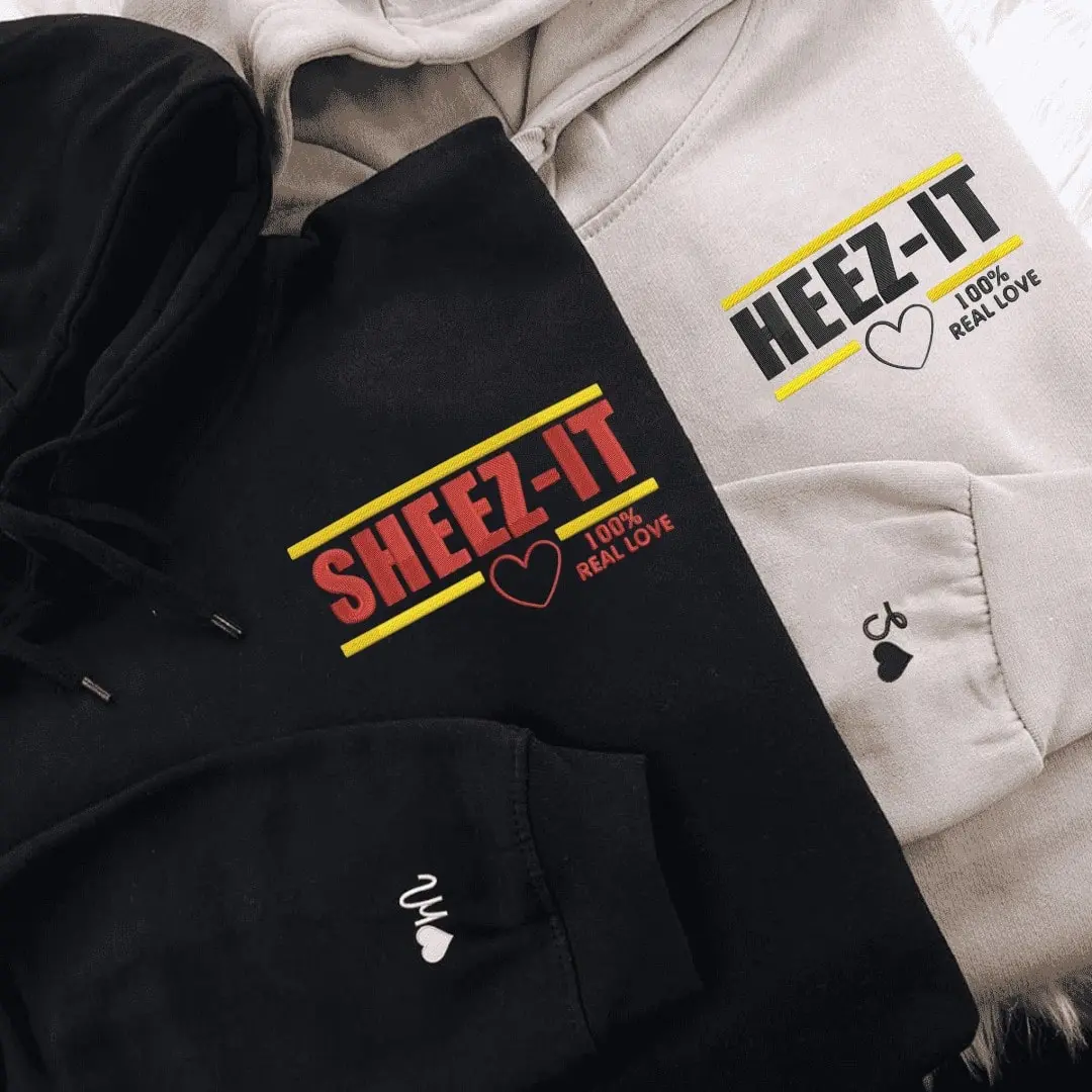 Sheez-It & Heez-It Couple Hoodies - Custom Embroidered Matching Sweaters For Partners