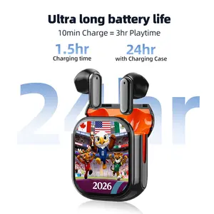 Bluetooth 5.4 Translation Wireless Earbuds, 134-Language Support, Smart LED Display Charging Case, 24H Battery Life, ENC Call Noise Cancellation, Lightweight Fit, Hi-Fi Audio, for Travel/Business/Language Learning