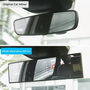 11.81-inch panoramic convex real-view car rearview mirror, suitable for sedans, SUVs, trucks. Can be installed in both directions, ideal for passenger use. Made with high-quality glass material, features anti-falling design, and is easy to install.