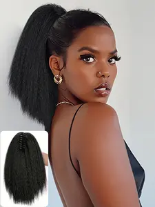 Women's Long Straight Ponytail Wig Clip, Yaki, Synthetic Soft Hair, Soft & Fluffy Design, All-Season Wear, Easy-To-Use Hair Accessory