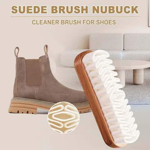 Suede Shoe Brush - 2-in-1 Tool for Boot Cleaner, Suede-Safe Clean & Leather Care, Compact Easy-to-Use Gentle Tool with Soft TPR Crepe Bristles for Nubuck Boots, Jackets (Back to School Essential)