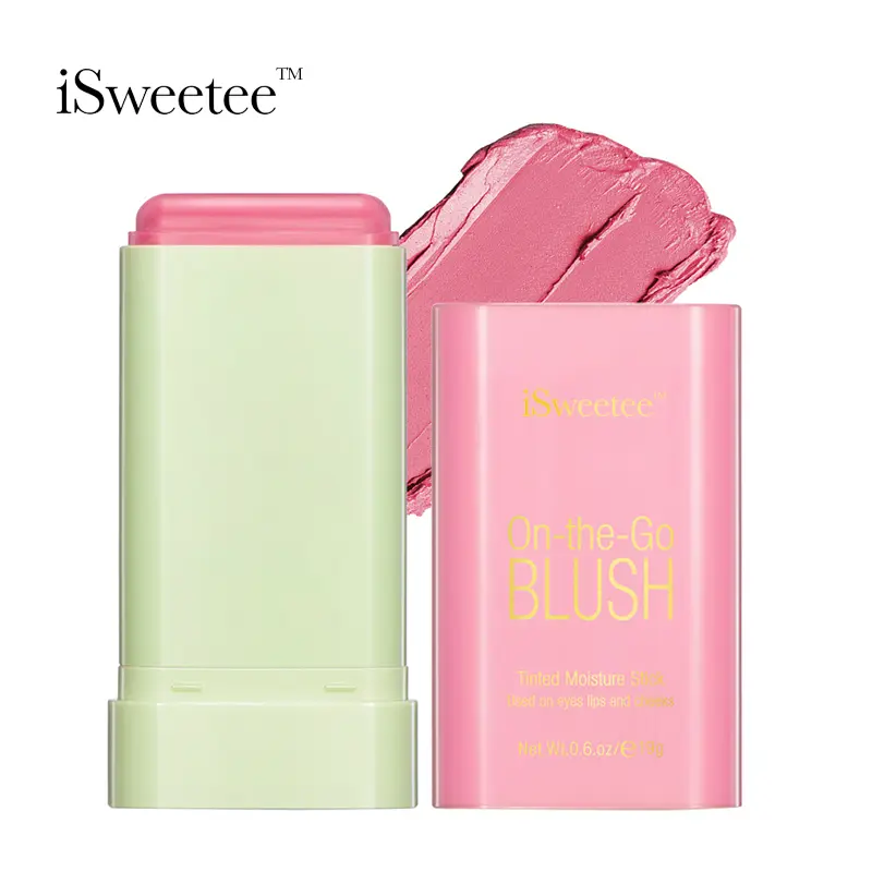 isweetee new blush cream red pink orange natural moisturizing lip cheek dual-use blush stick