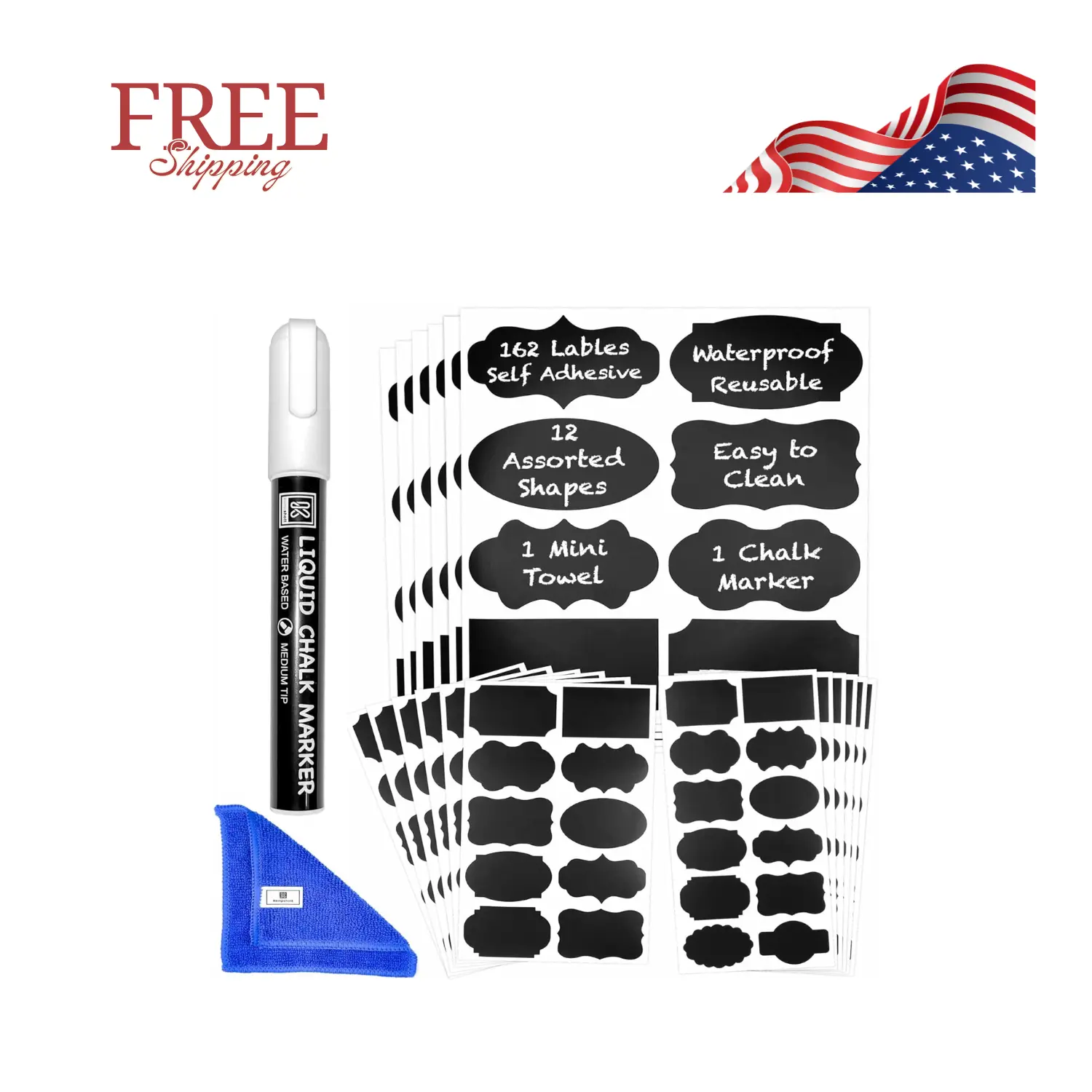 Chalkboard Labels for Jars 162pcs - Waterproof Reusable Chalk Sticker Labels