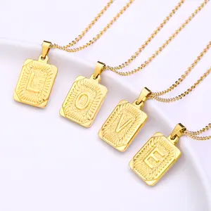 hot-selling fashion new titanium steel 26 English letter necklace vacuum plating men and women couple necklace jewelry initial necklace