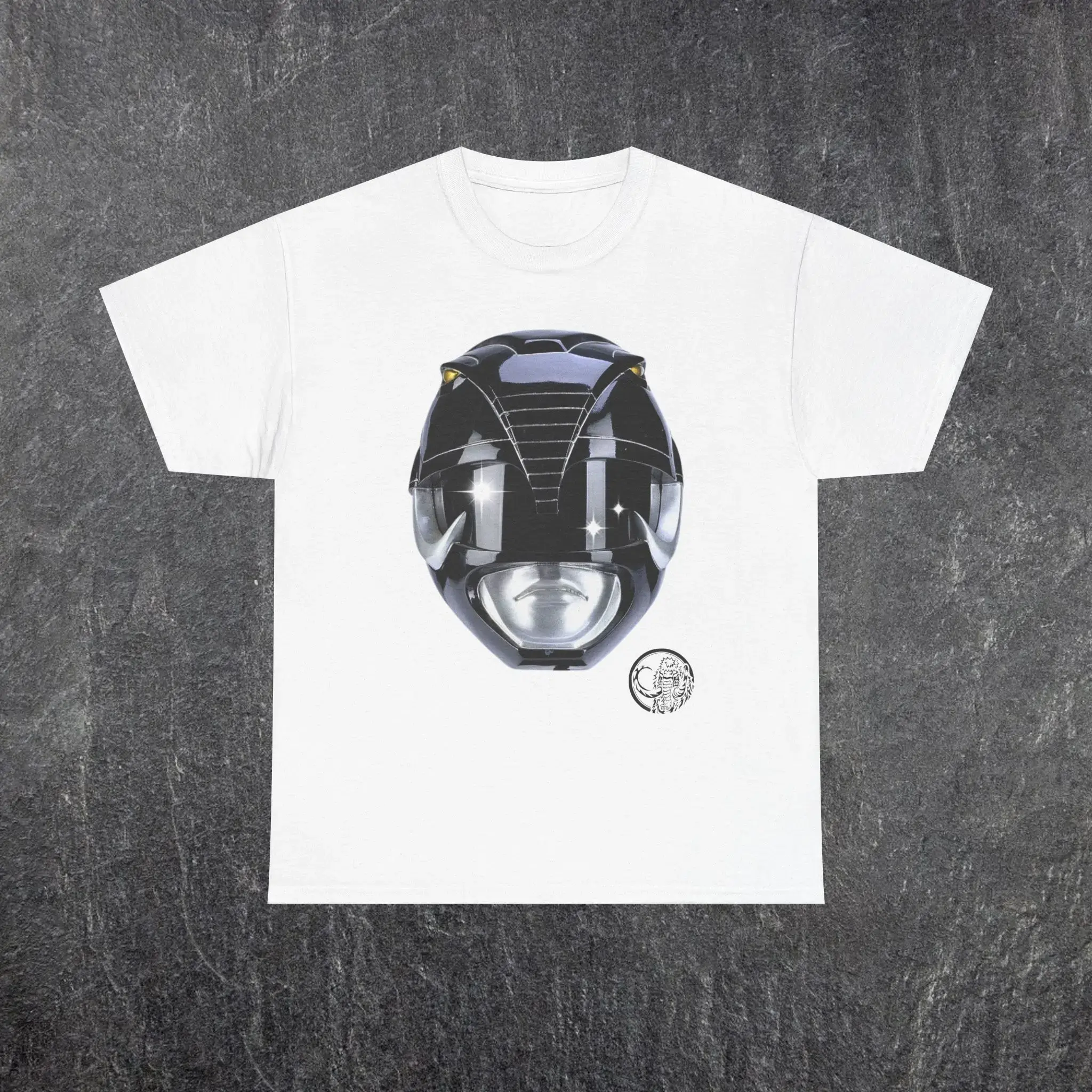 Men's Black MMPR Power Ranger Oversized Shortleeve Classic Cotton Tee - 100% Cotton, Round Neck, Casual Fit, Retro Vintage Look, Streetwear, 3XL, All Seasons, Men's Fashion Apparel, Shortsleeve, Fitted, Good Graphic Tees
