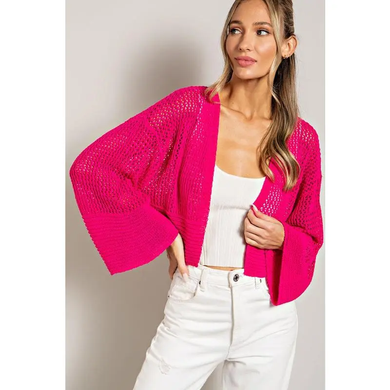 EYELET KNIT CARDIGAN