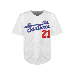 Sporty Men's Letter & Crab & Number Embroidery V Neck Baseball Jersey, Casual Breathable Short Sleeve Button Front Baseball Top for Training Competition, Mens Sportswear for All Seasons