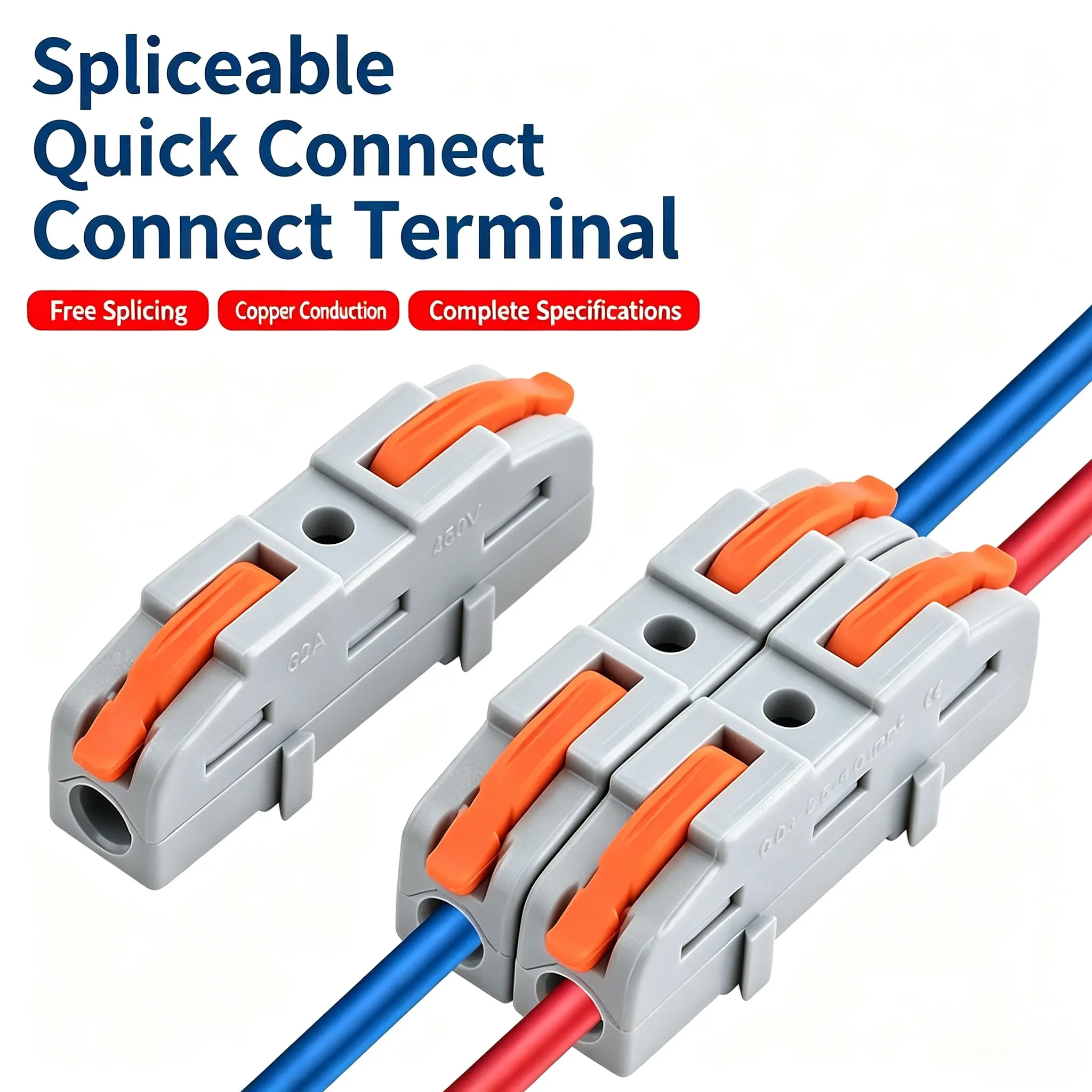 10 Pcs Lever Wire Connectors,1 Conductor Compact Splicing Wire Connectors | 1 in 1 Out Connectors Lever Connectors Nuts, Electrical Wire Terminals for Any Circuit Inline Splices