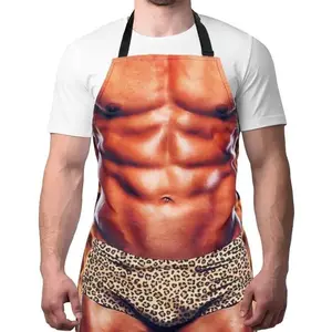 Funny Men Cooking Grilling Aprons Muscles Guy BBQ Funny Gag Gifts for Christmas, White Elephant Gift Exchange (Muscleman, One Size)