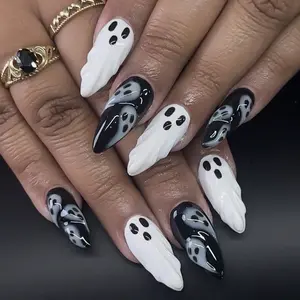 Delicatething Halloween Y2K Style Almond Nails, Handmade Wearable Acrylic Nails, 3 Sizes S M L, Perfect Gift for Women, Stylish Acrylic Nails