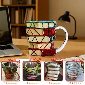 Creative Painted 3D Book Mug Crystal Glass Book Cup Cross-Border Painted Book Mug Coffee Cup