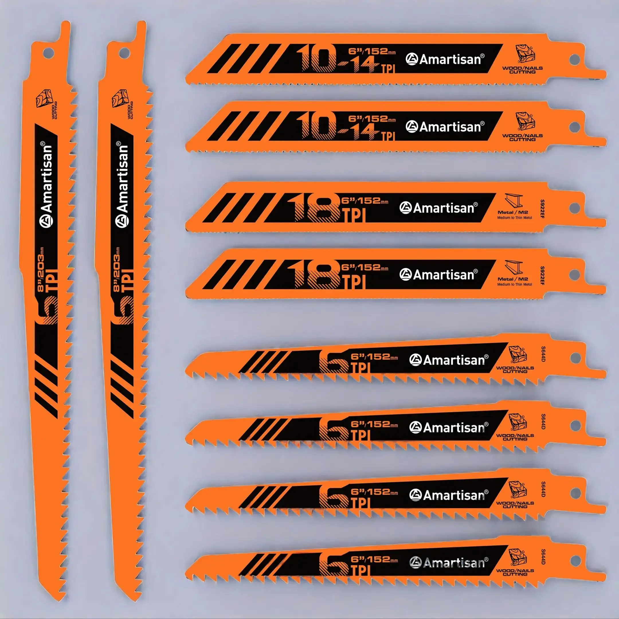 Reciprocating Saw Blade Set, 10pcs/set Metal & Wood Cutting Saw Blade, Replaceable Blades for Saw, Power Tool Accessories for Home & Office, Heavy Dut