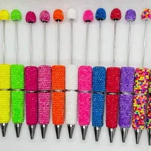 Beadable Fancy Rhinestone Pens for Crafting - Assorted Colors with Sparkling Beads for Creative Projects