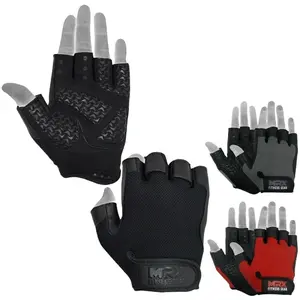 MRX BOXING & FITNESS Weightlifting Gloves Grip Palm Half Finger Exercise Training Workout 2625 - Breathable Spandex & Leather for Adults - Great Gift Idea