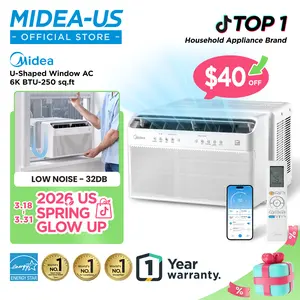 Midea 6K/8K/10K/12K BTU U Shaped Smart Inverter New Window Air Conditioner,  2026 version AC, Cools up to 450 Sq. Ft.,Ultra Quiet with Open Window Flexibility, Works with Alexa/Google Assistant, 35% Energy Savings, Remote Control