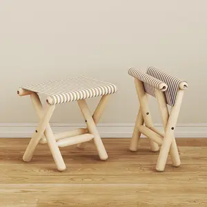 New Foldable Low Stool, Durable Solid Wood Reinforced, Thickened and Strengthened, Ideal for Home Use, 1pc