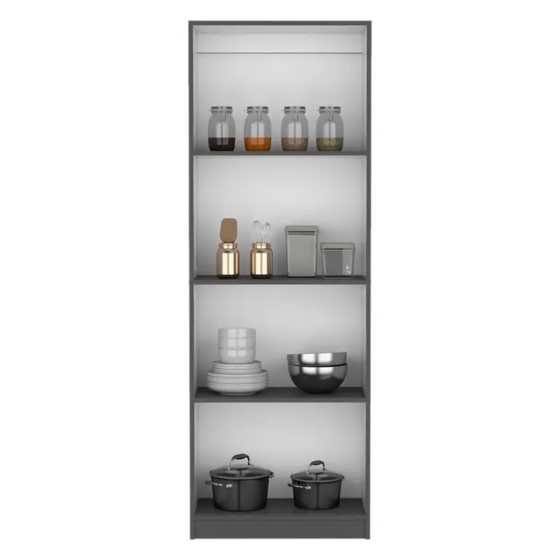 Bookcase Benzoni, Office, Matt Gray / White, Bookcase Shelf for CDs/Movies/Books, Home Office Bookcase Shelf Storage Organizer, Modern Book Shelf for Bedroom/Living Room/Home Office