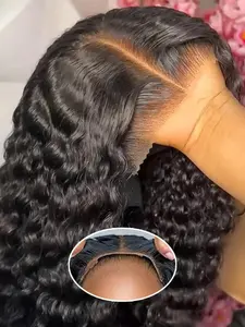Glueless Wig Human Hair Ready To Wear And Go Curly Pre Cut 5x5 Lace Closure Wigs Deep Wave Frontal Wig Bleached Knots For Women