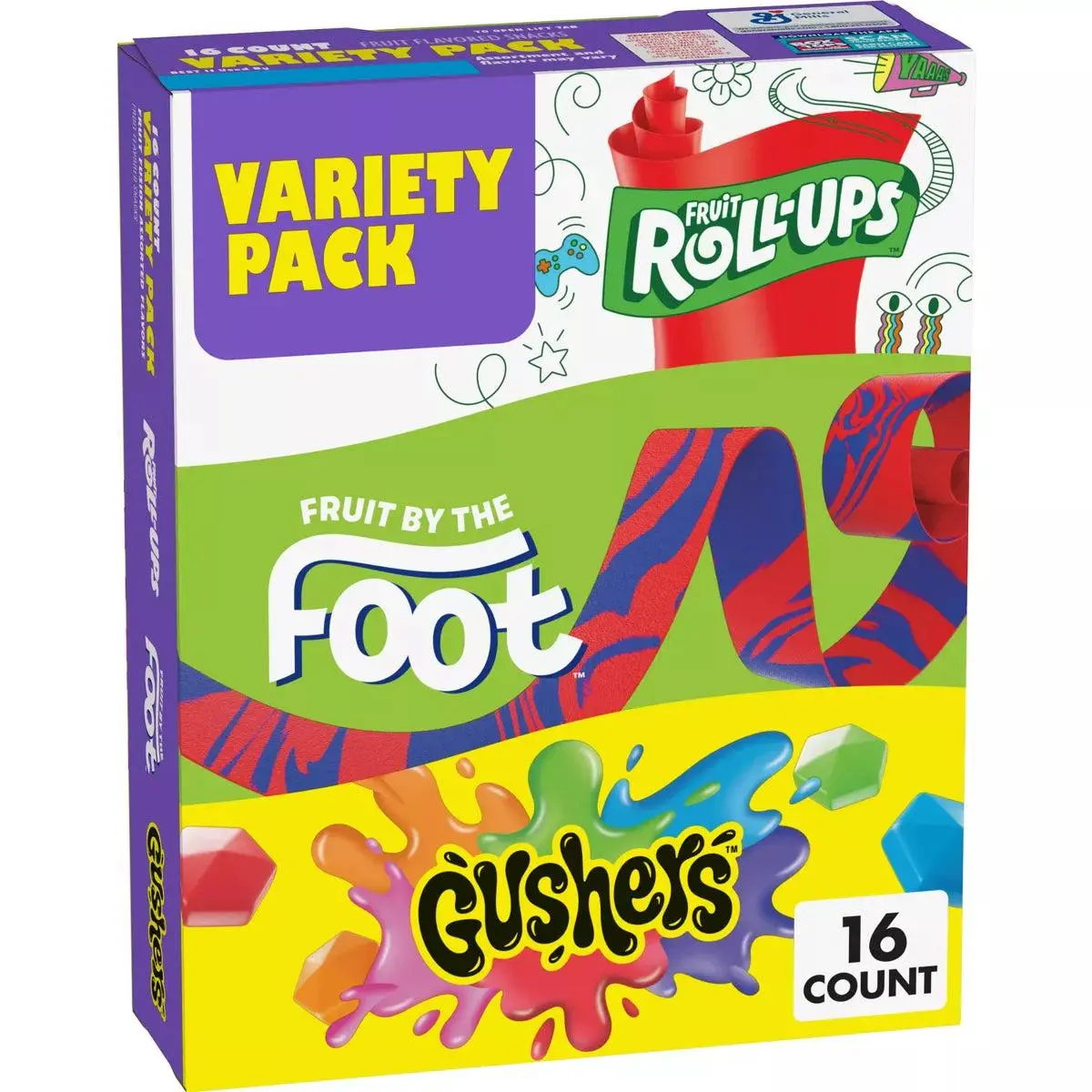 Fruit Snacks Variety Pack - Roll-Ups, Fruit by the Ft, Gushers Assortment