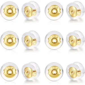 18K Locking Secure Earring Backs for Studs, Earring Backs Replacements for Studs Droopy Ears, No-Irritate Hypoallergenic Backings for Women Men