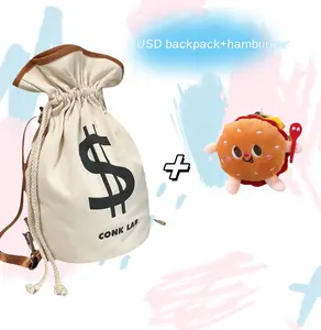 Dollar Sign  pouchCanvas Backpack, Multifunctional Casual Money Bucket Purse,Portable Storage Drawstring Shoulder Bag, Pendant keychain，Shoulder Bag for Widely Used
