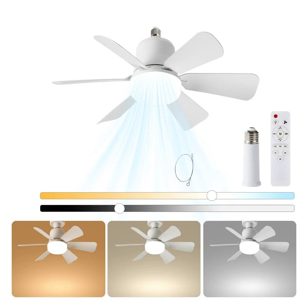 3-in-1 Socket Fan Light with Remote - Easy Install Ceiling Fan with Dimmable LED for Bedroom, Kitchen & Garage | No Wiring Needed