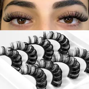 8 Pairs 2 Pack D Curl Russian Lashes 10-16mm, 3D Mink Synthetic Eyelashes Reusable Fluffy Strip Extensions, Perfect for Daily Use & Special Occasions
