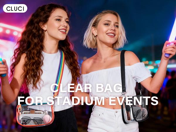 CLUCI TikTokShopSpringGlowUp Clear Bags for Women,Small Clear Purse,Clear Crossbody Bag,Clear Shoulder Bag for Concerts Sports Events Festivals