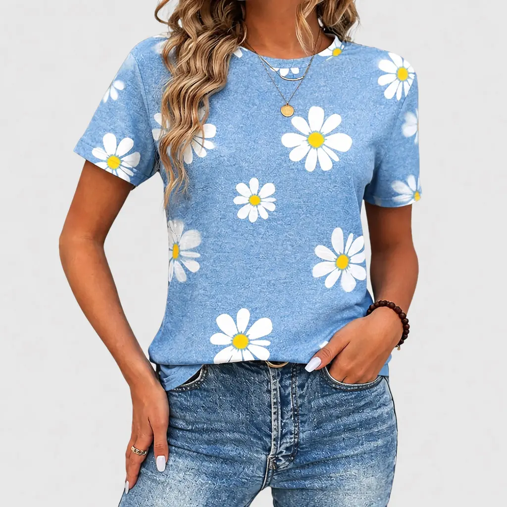 Flamingals Floral Print Round Neck Short Sleeve T-Shirt Summer Vibes Flamingals Floral Print Round Neck Short Sleeve T-Shirt Summer Vibes