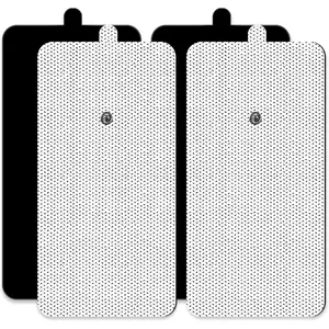 TENS Unit Replacement Pads Standard 3.5mm Snap-on 4 * 8" Large Reusable TENS Unit Pads Premium Non-Irritating TENS Pads Replacement Self-Adhesive Electrode Pads for Muscle Stimulator Therapy - 4Pcs