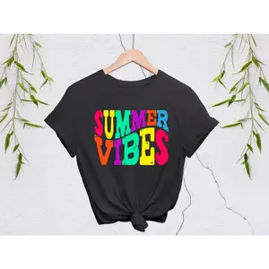 Women's summer fun and vacation Graphic T-Shirt - Short Sleeve Crew Neck Regular Fit Casual Wear | Soft & Breathable Fabric, Durable Print, Everyday Comfort, Machine Washable, casual and vibrant outdoor or lifestyle setting with natural elements like