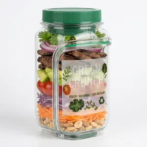 HomeLuvo Salad Pod Mason Jar Side Open - Shaker Salad Bottle Container Jars with Dressing Cup Compartment Side Opening - Lid to Bowl Design Portable Glass Pods for Lunch Travel On the Go Meal Prep