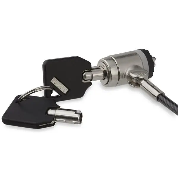 StarTech LTLOCKKEY Keyed Laptop Cable Lock with Push-to-Lock Button, Keyed Padlock Mechanism, Workplace Security Solution, Padlocks Lock Mechanism Keyed