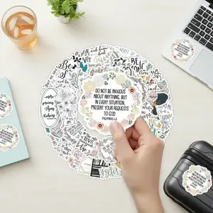The Bible Quote Decorative Sticker, 50pcs Creative Slogan Graphic Sticker for DIY Scrapbook Laptop Luggage Decoration, Sticker Packs, Summer Gifts