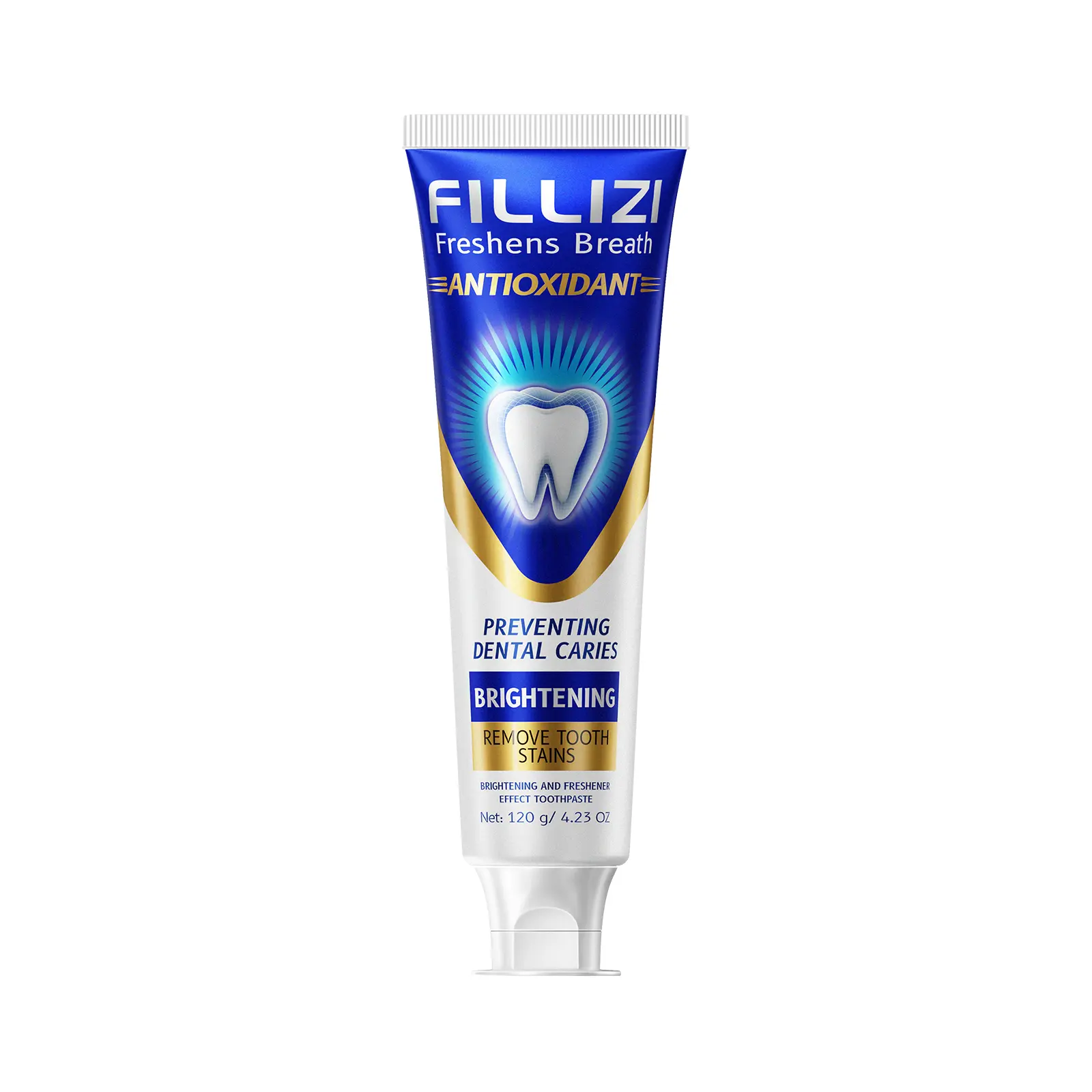 FILLIZI Brightening Toothpaste 120g, Antioxidant Formula, Freshens Breath, Remove Surface Stains from Coffee & Tea, Daily Home Oral Care 4.23Oz