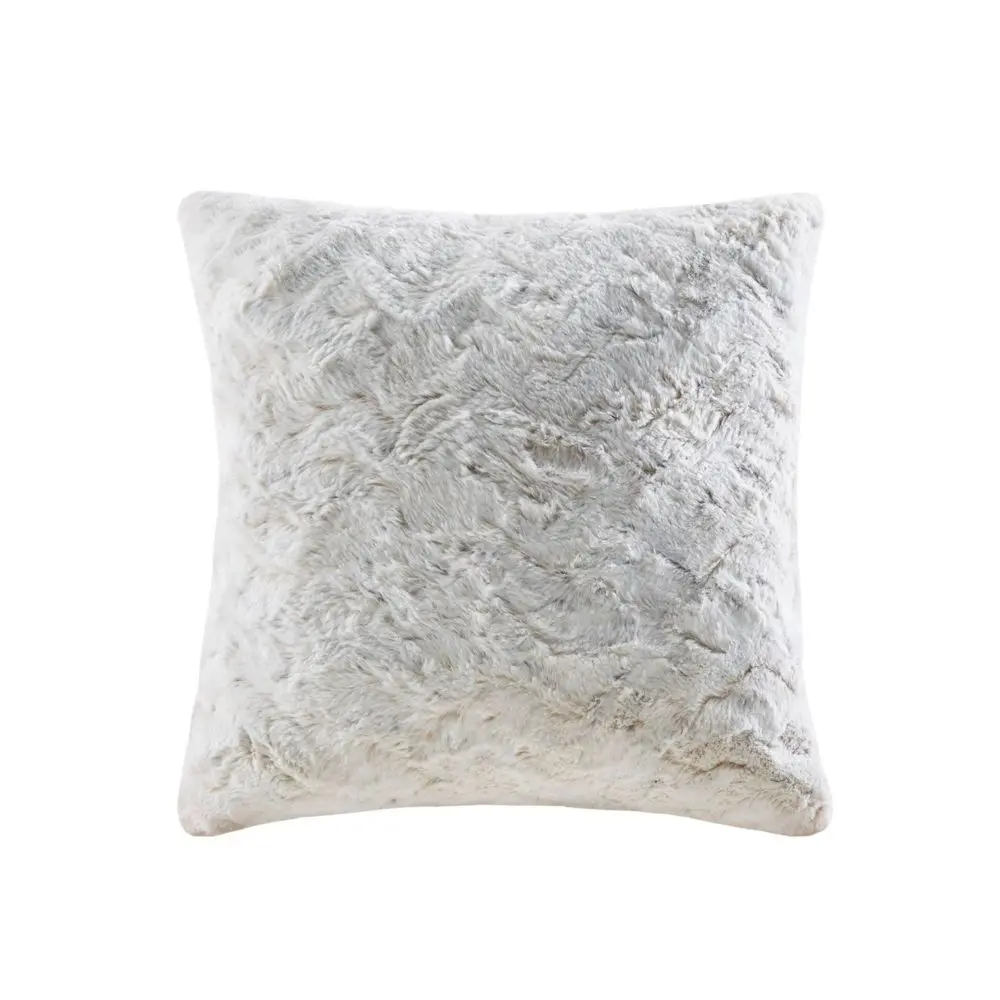 20"x20" Oversize Marselle Faux Fur Square Throw Pillow White - Madison Park