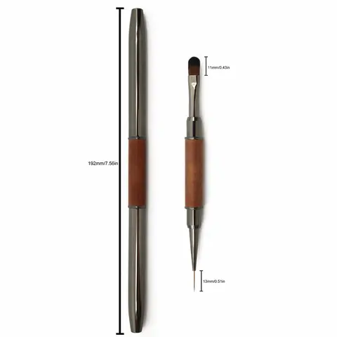 Builder Gel Nail Brush 2in1  - Wood Handle & Black Tip - Dual-Function Nail Art Tool